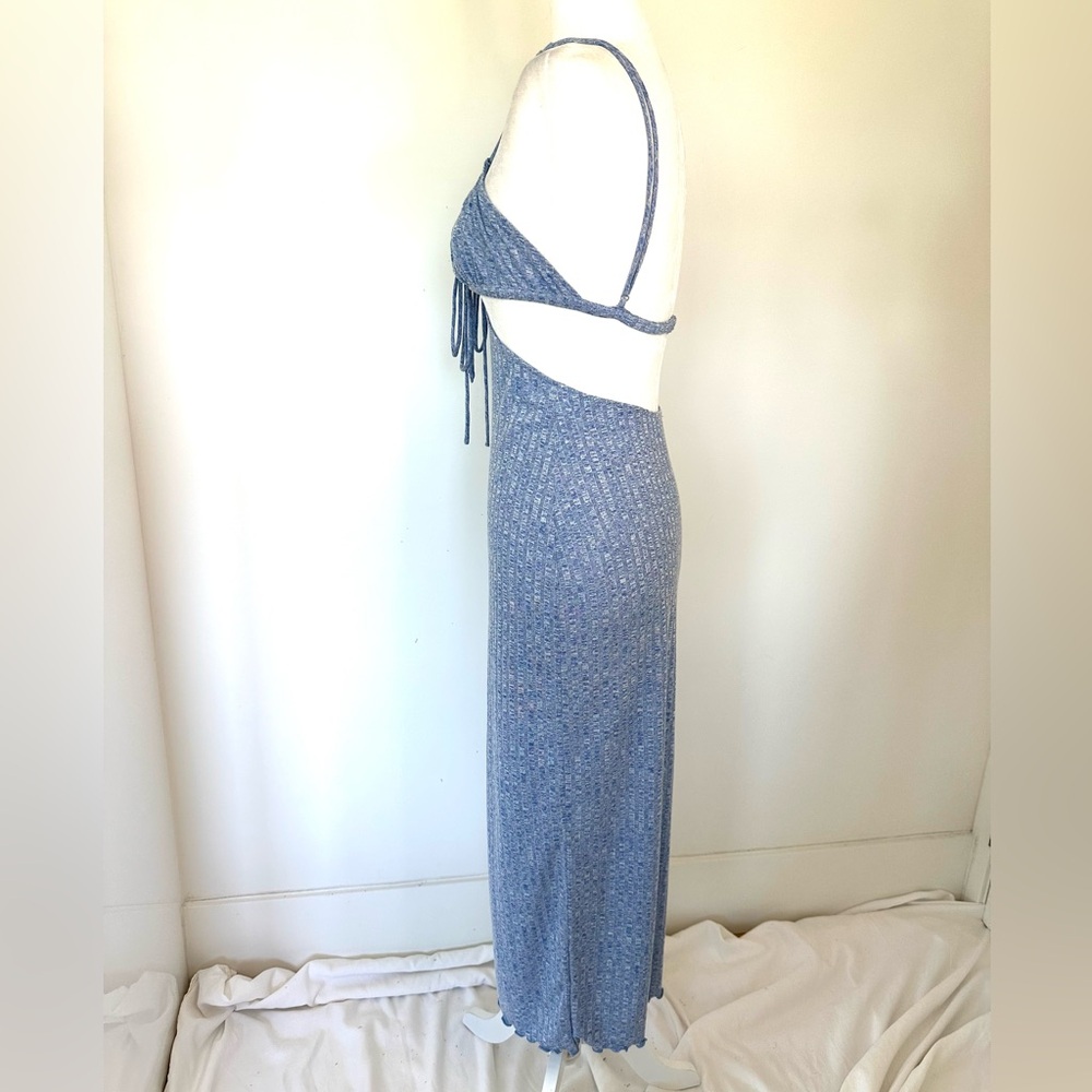 Revolves Song Of Style Blue Ribbed Cut Out Dress. - Picture 6 of 10